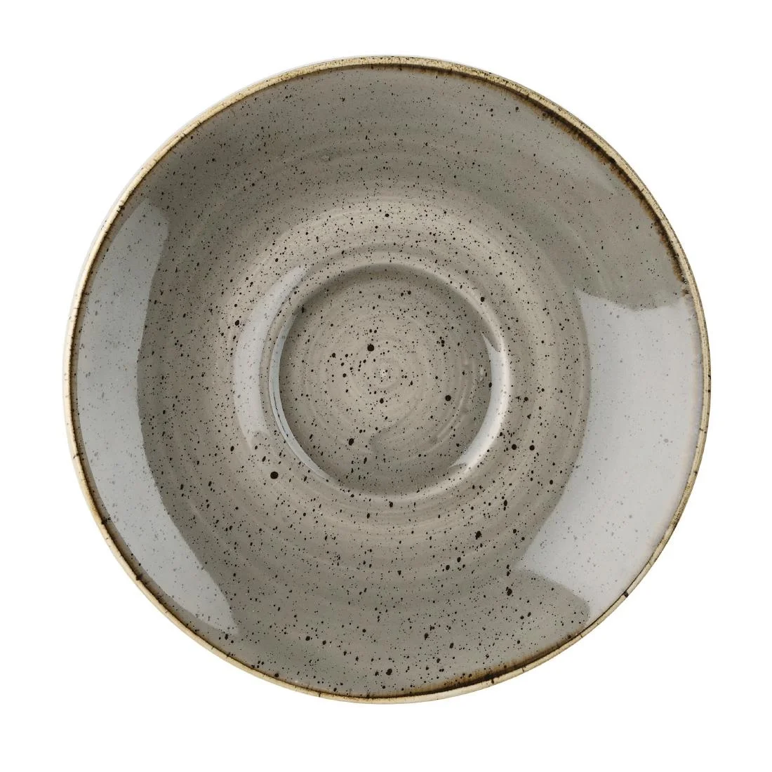 Churchill Stonecast Round Cappuccino Saucers Peppercorn Grey 185mm - Image 1