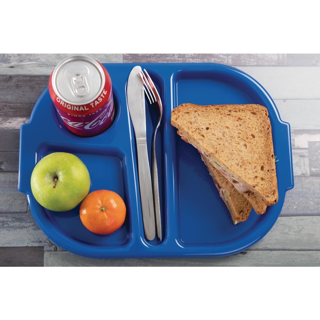 Kristallon Plastic Food Compartment Tray Small Blue