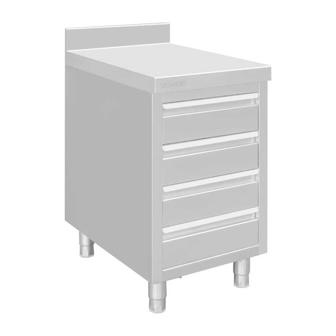 Vogue Stainless Steel 4 Drawer Workstation with 100mm Upstand - Image 2