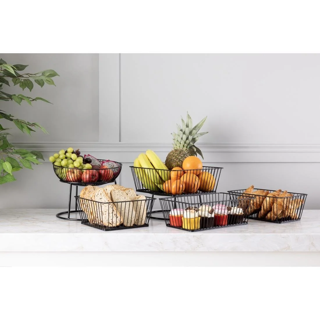 Olympia Wire Food Display Tray Square Black 230x230x100mm - Image 2