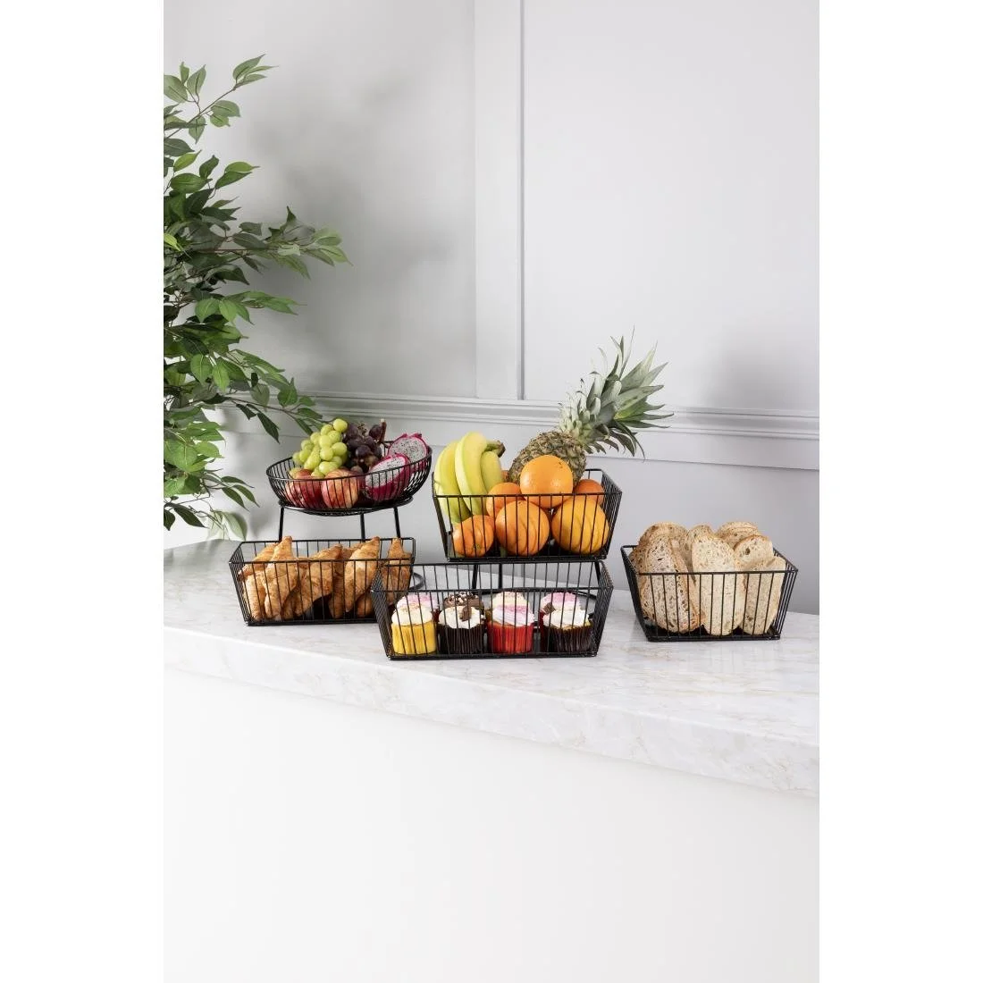 Olympia Wire Food Display Tray Square Black 230x230x100mm - Image 3