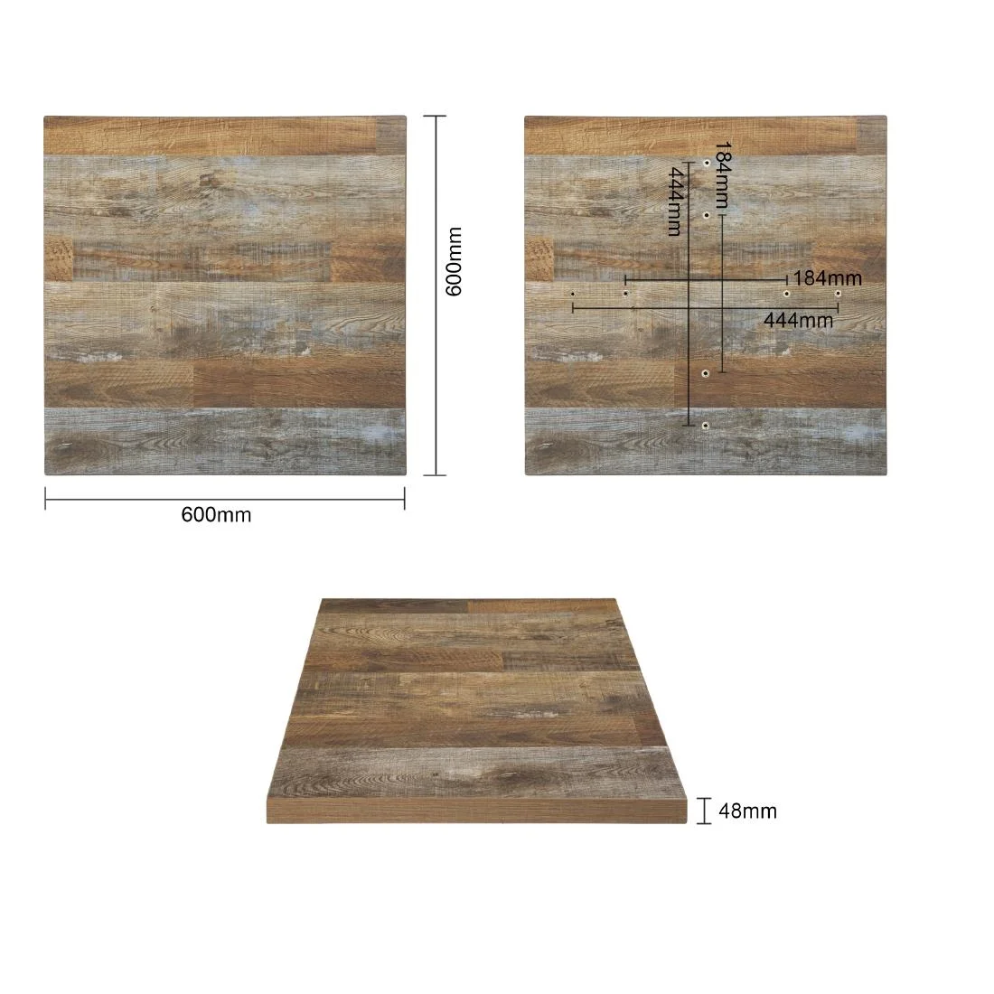 Bolero Pre-Drilled Square Table Top Urban Dark - Image 6