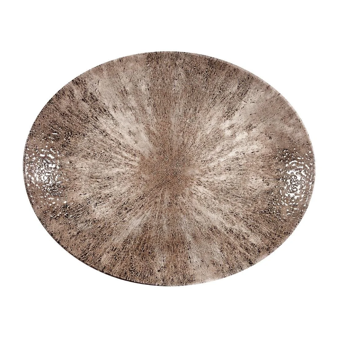 Churchill Stone Zircon Brown Orbit Oval Coupe Plates 317mm (12 Pack)