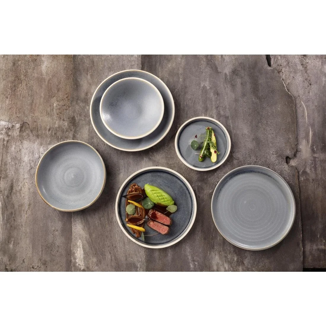 Olympia Canvas Small Rim Plates Blue Granite 265mm (6 Pack) - Image 2