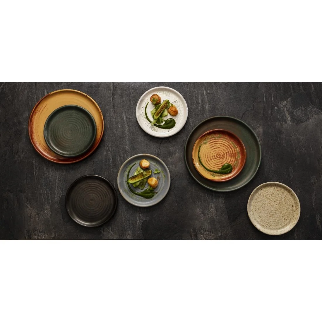 Olympia Canvas Small Rim Plates Green Verdigris 265mm (6 Pack) - Image 2