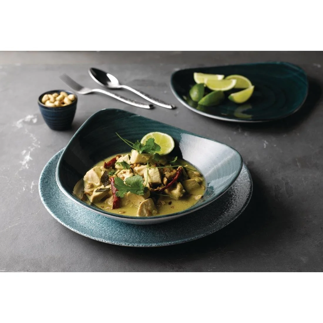 Churchill Stonecast Patina Triangular Plates Rustic Teal 229mm (12 Pack) - Image 2
