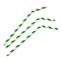 Fiesta Compostable Bendy Paper Straws Green Stripes (Pack of 250) - Image 1