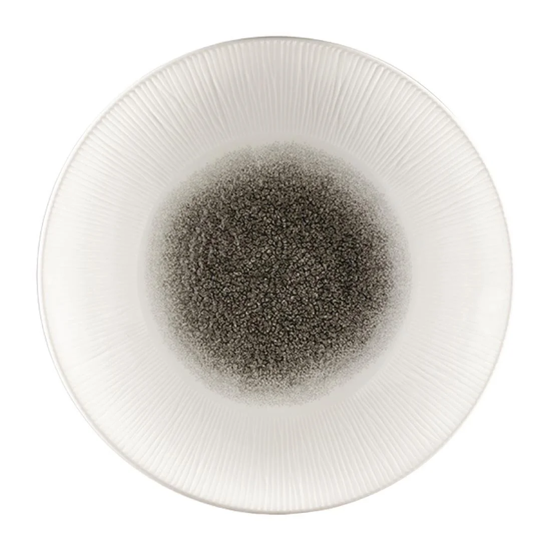 Churchill Bamboo Centre Print Deep Coupe Plates Quartz Black 255mm (12 Pack) - Image 1