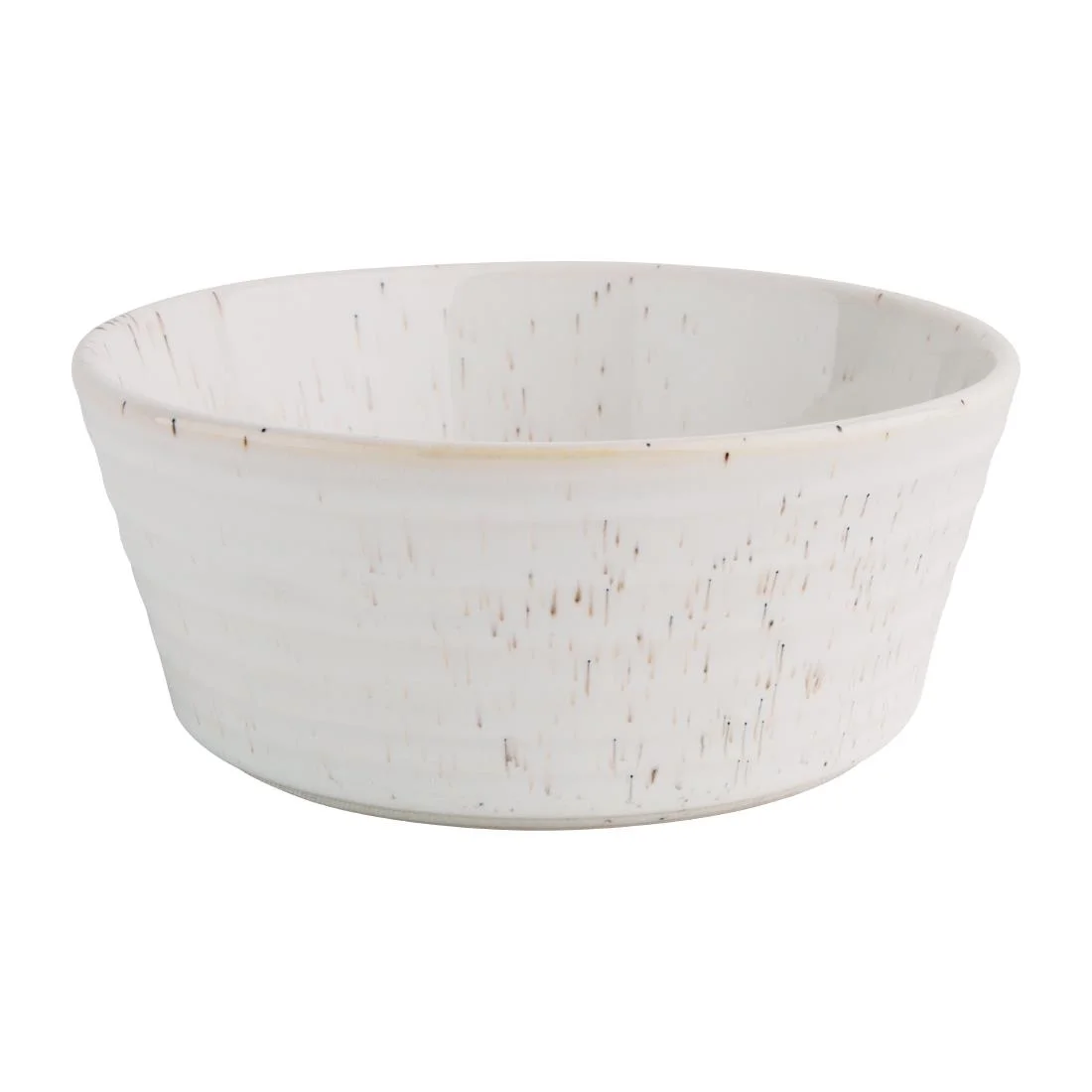 Olympia Cavolo Flat Round Bowls White Speckle 143mm (6 Pack) - Image 1