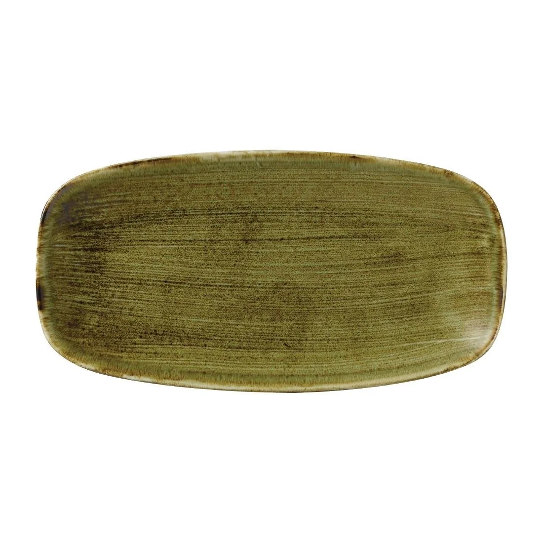 Stonecast Plume Olive Chefs' Oblong Plates No. 4 13 7/8 x 7 3/8 " (6 Pack) - Image 1