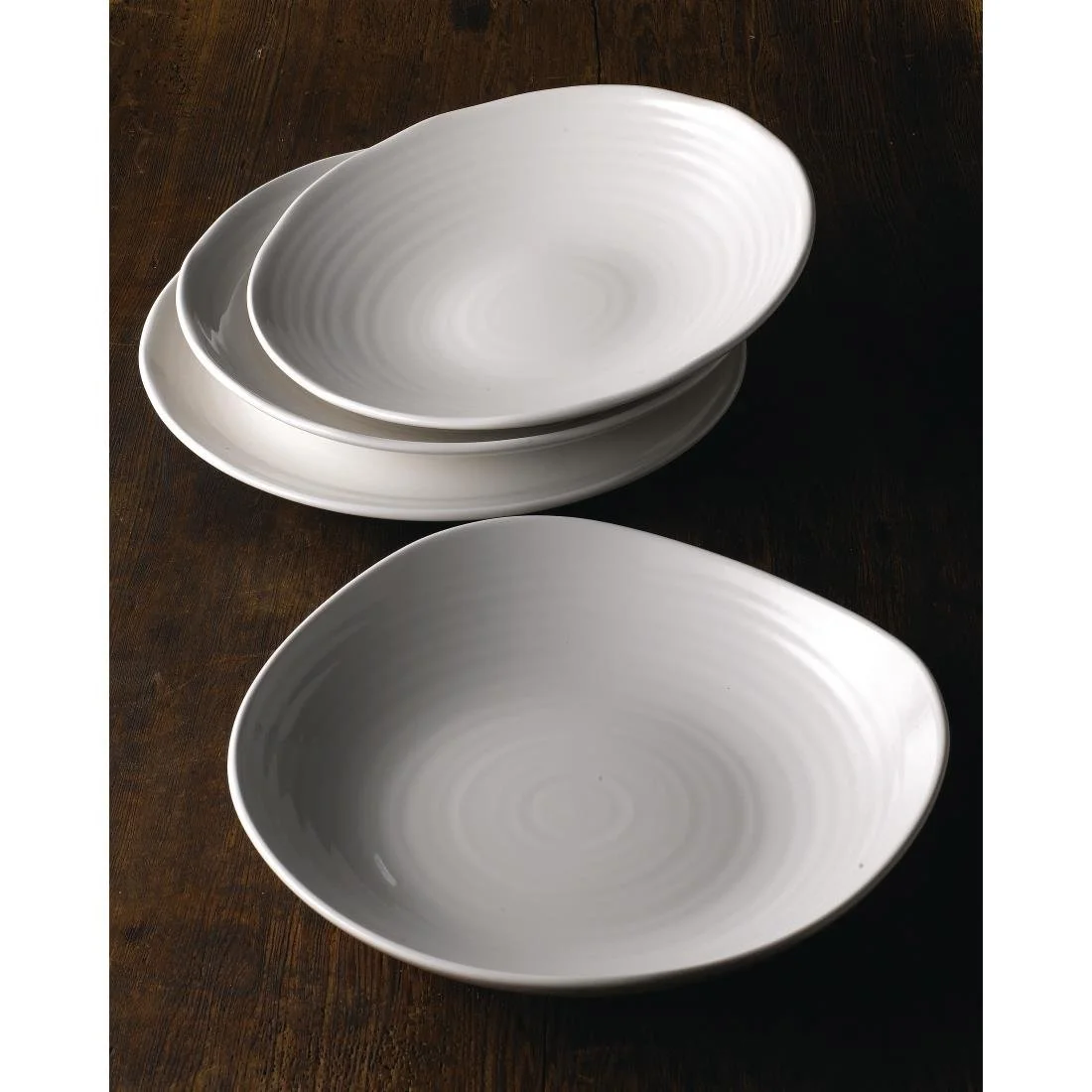 Dudson White Organic Coupe Wobbly Bowls 295mm (6 Pack) - Image 4