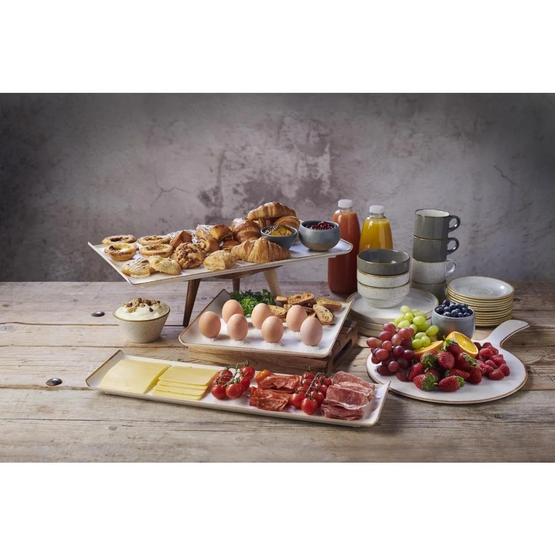 Churchill Melamine Stonecast Rectangular Buffet Tray 530x 325mm (2 Pack) - Image 2