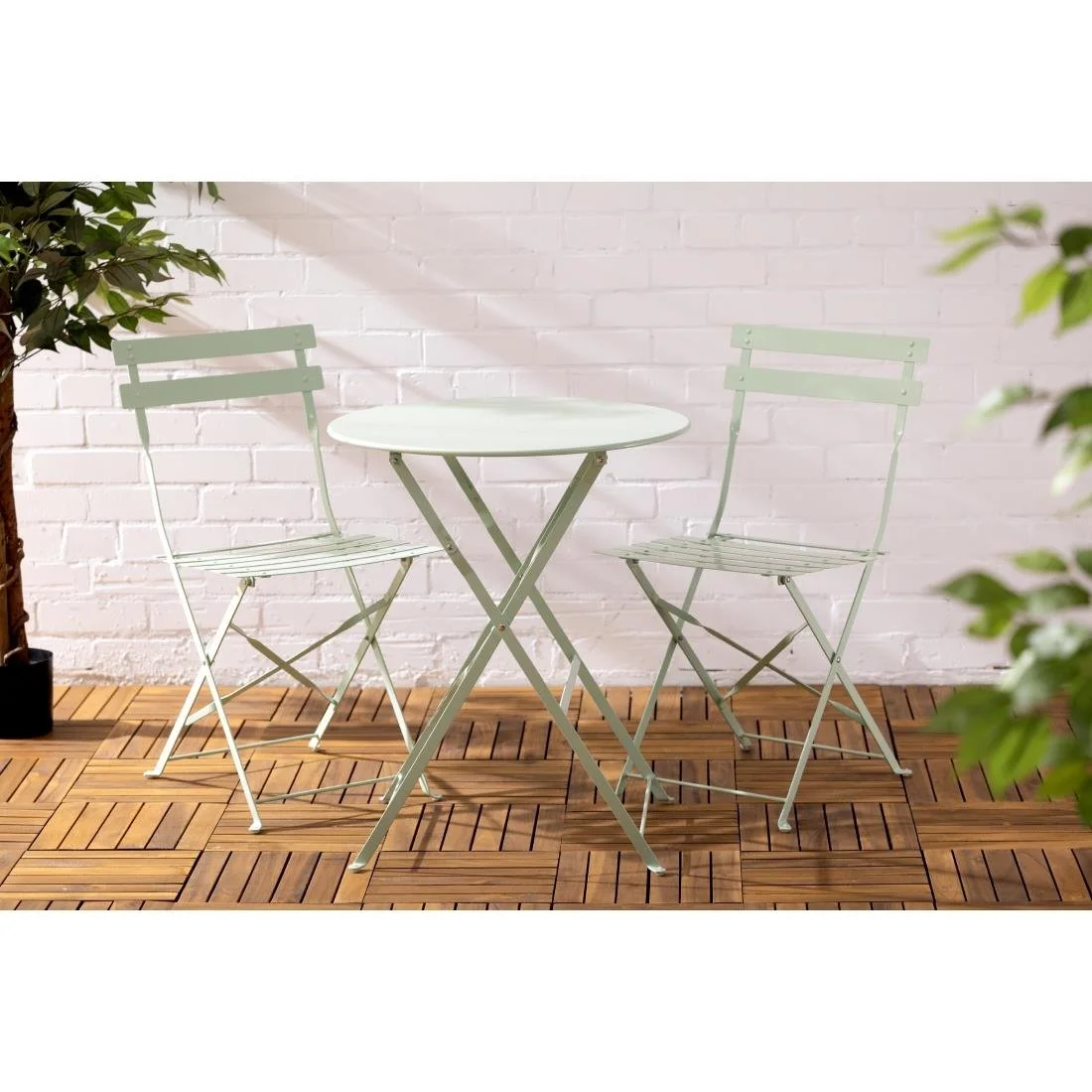 Bolero Perth Light Green Pavement Style Steel Table Round 600mm - Image 8