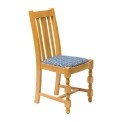 Mayfair Soft Oak High Back Dining Chair with Blue Diamond Padded Seat (Pack of 2)