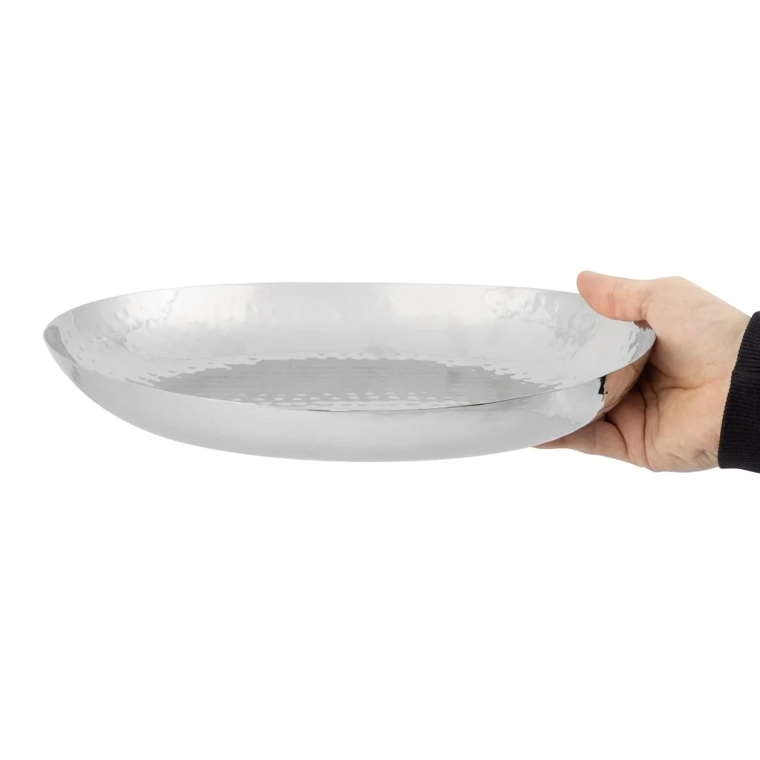 Olympia Hammered Stainless Steel Oval Dish 280x230mm - Image 5