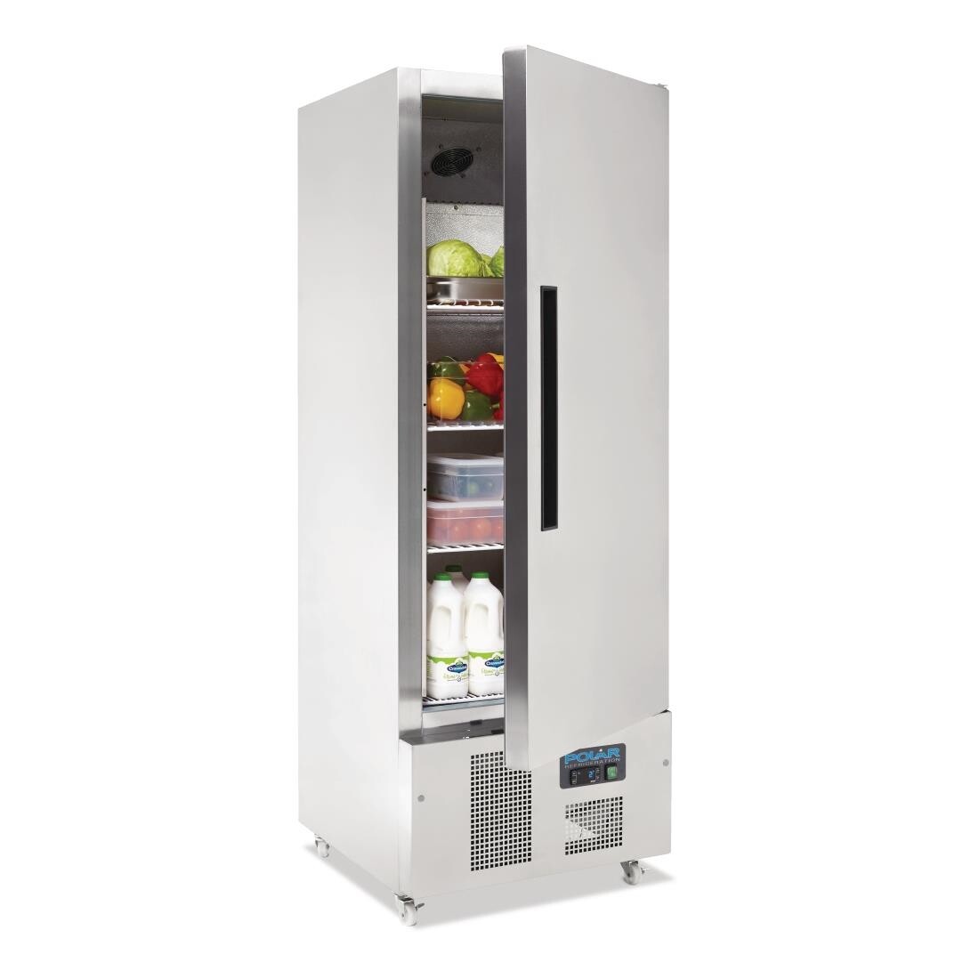 Polar Single Door Slimline Fridge Stainless Steel 440Ltr