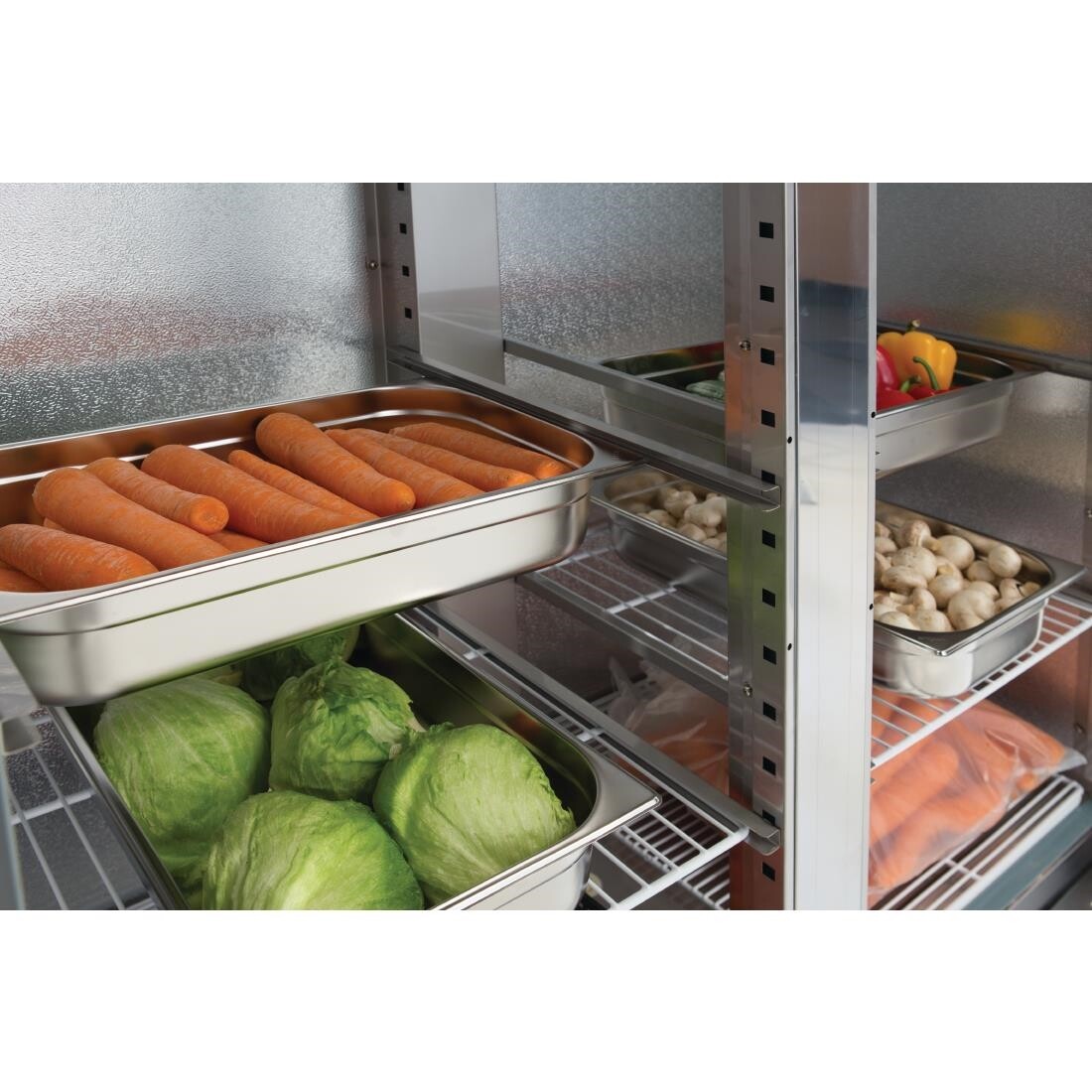 Polar Double Door Slimline Fridge Stainless Steel 960Ltr