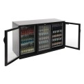 Polar Back Bar Cooler with Hinged Doors in Black 330Ltr