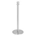 Bolero Flat Base Barrier Posts Brushed Stainless Steel (2 Pack) - Image 1