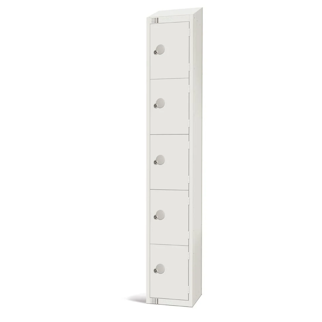 Elite Five Door Coin Return Locker with Sloping Top White - Image 1