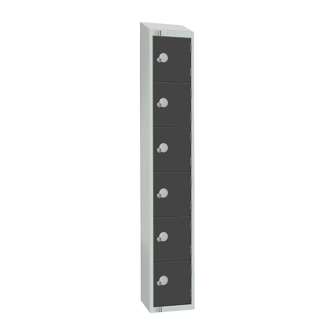 Elite Six Door Coin Return Locker with Sloping Top Graphite Grey - Image 1