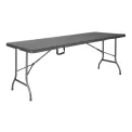 Bolero Rattan Rectangular Centre Folding Table Black 6ft - Image 1