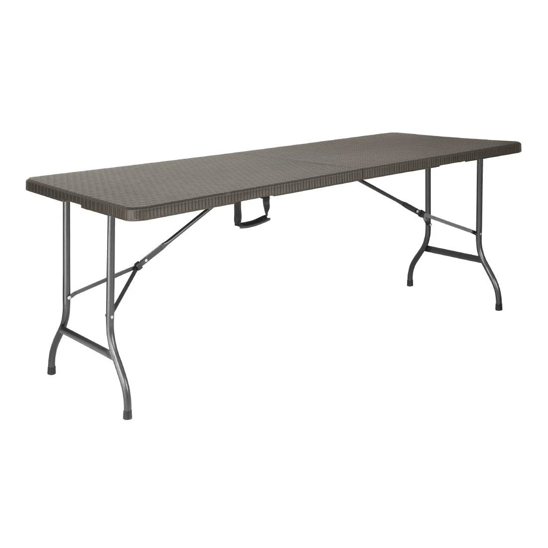 Bolero Rattan Rectangular Centre Folding Table Brown 6ft - Image 1