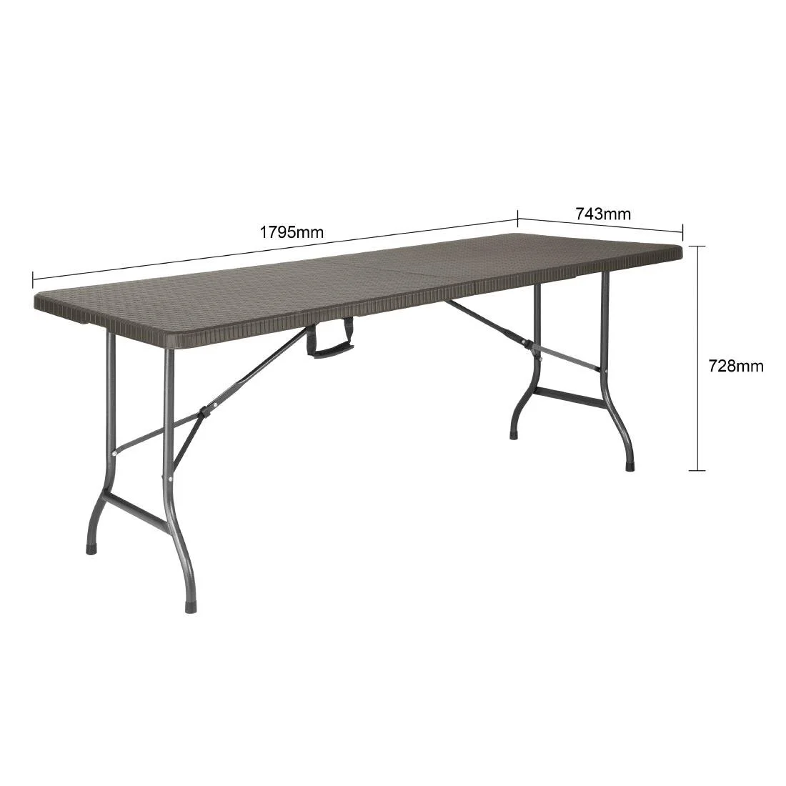 Bolero Rattan Rectangular Centre Folding Table Brown 6ft - Image 5