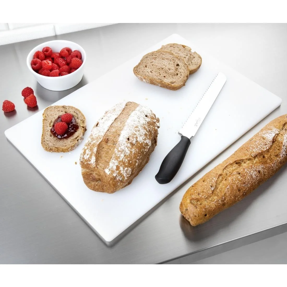 Hygiplas Low Density Antibacterial Chopping Board White 450x300x10mm - Image 3