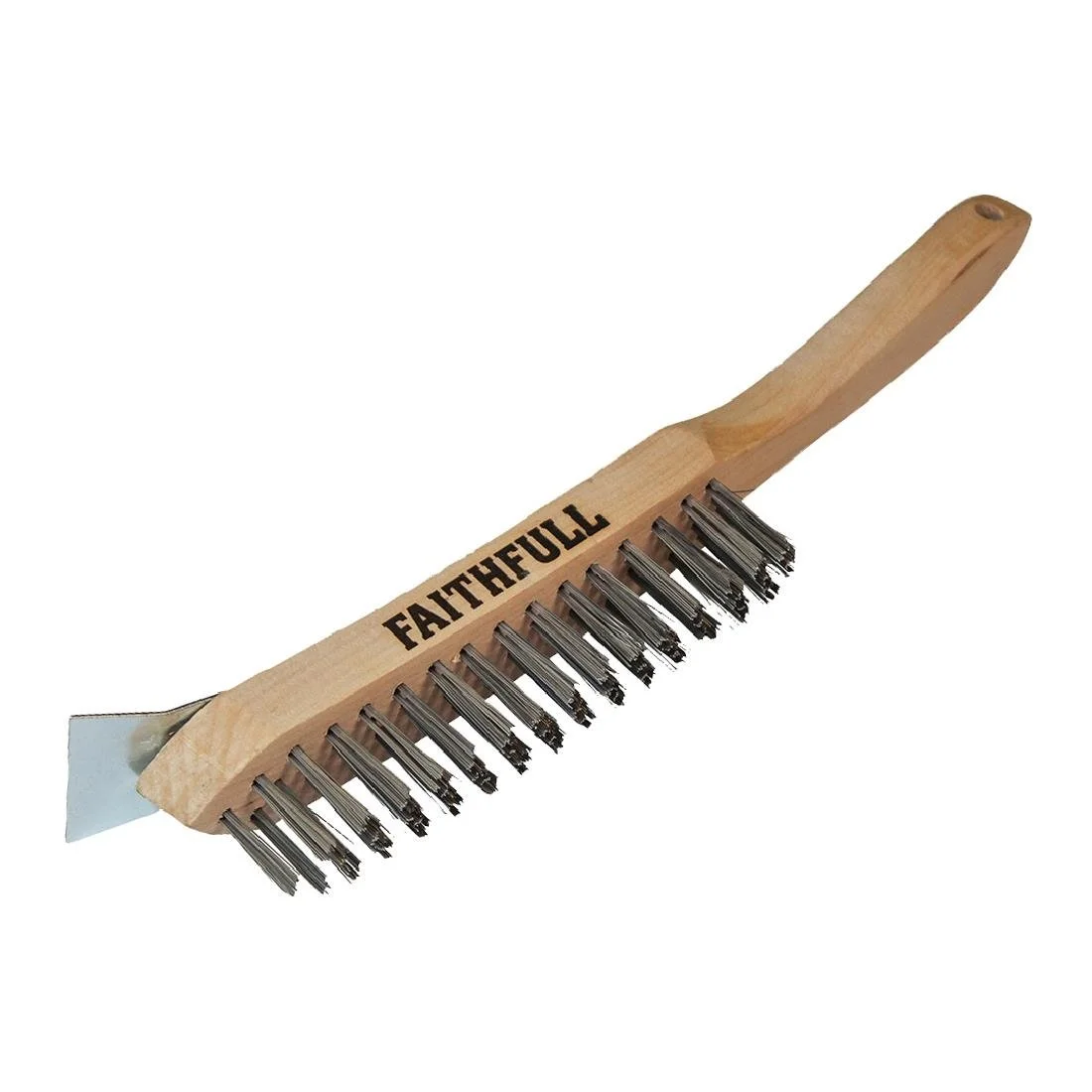Faithfull Heavy Duty Wire Grill Brush 4 Row with Scraper - Image 1