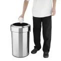 Bolero Bin with Open Top Lid Brushed Steel 70Ltr - Image 5