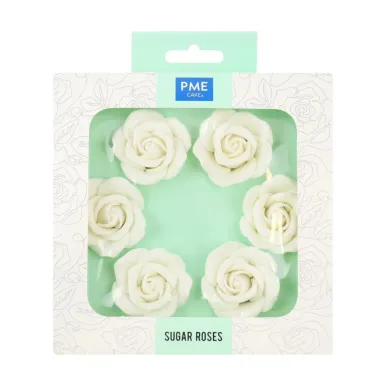 PME White Sugar Roses 45mm (6 Pack)