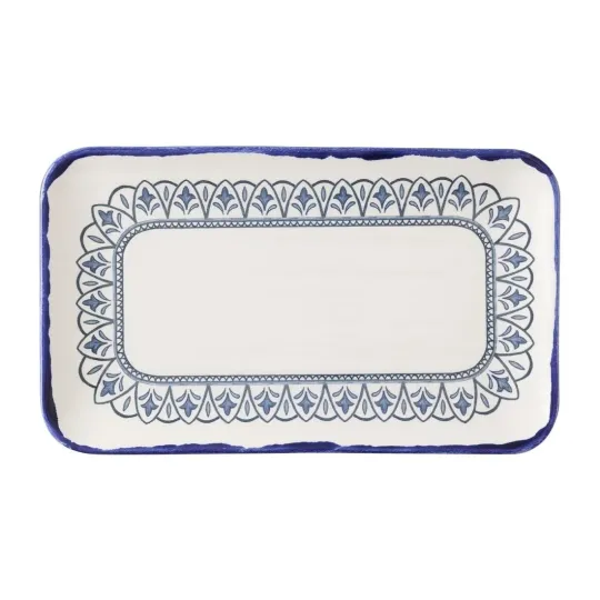 Dudson Harvest Moresque Rectangular Plates Blue 270x160mm (12 Pack)