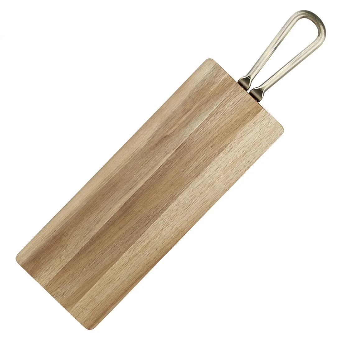 Olympia Rectangular Paddle Board Acacia Wood Metal Handle 575x152mm - Image 3