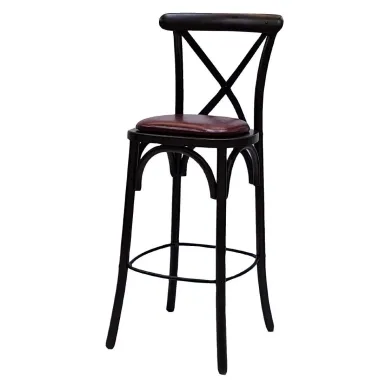 Bristol Bar Chair in Dark Walnut with Bison Bordeaux Seat