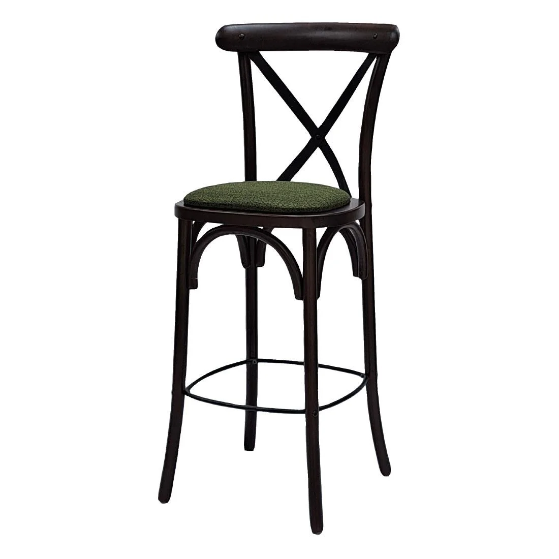 Bristol Bar Chair in Dark Walnut with Shetland Forest Seat - Image 1