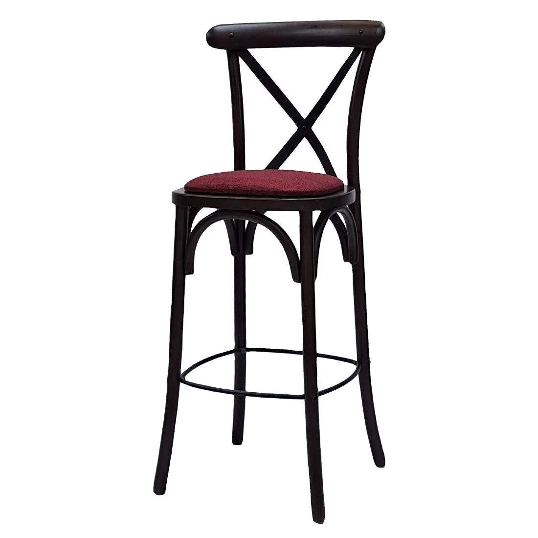 Bristol Bar Chair in Dark Walnut with Shetland Scarlett Seat - Image 1