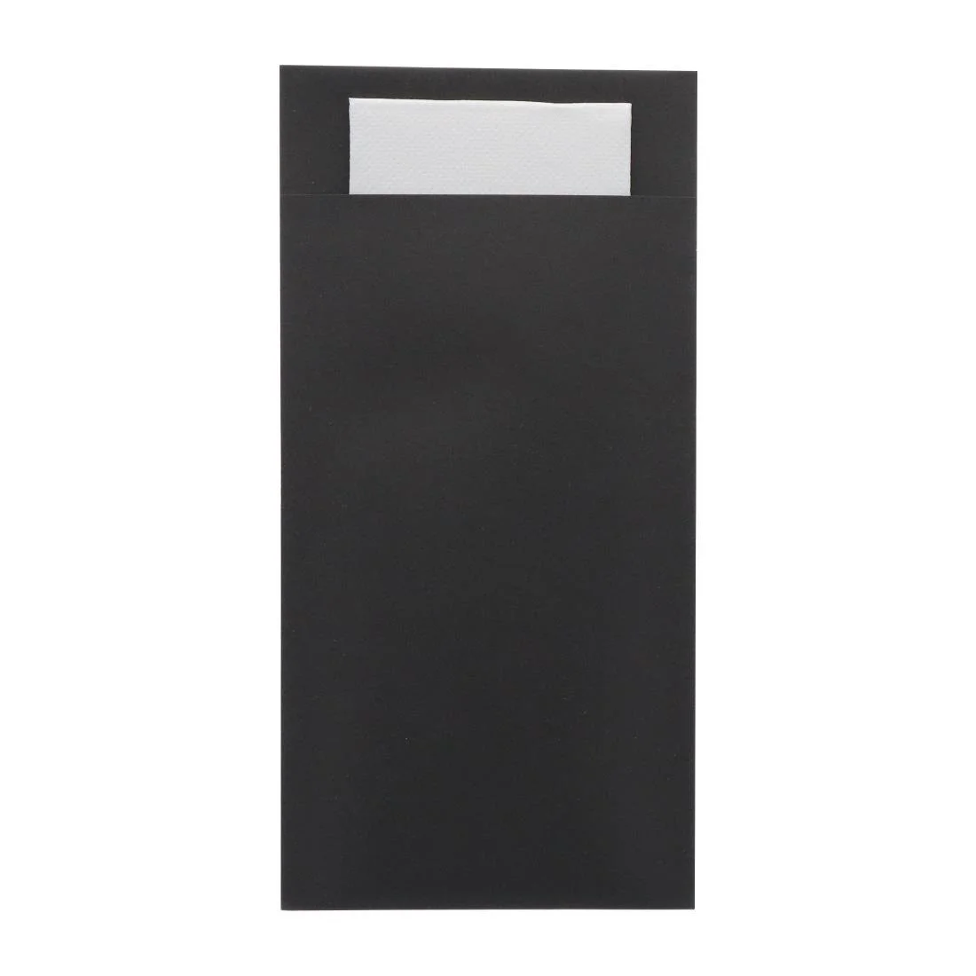 Europochette Royal Size Black Cutlery Pouch with White Soft 2ply Napkin (250 Pack) - Image 1
