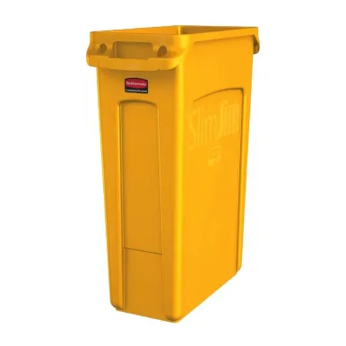 Rubbermaid Slim Jim Bin with Venting Channels Yellow 87Ltr