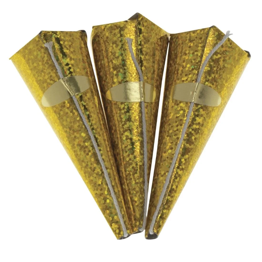Swantex Gold Holographic Cone Party Poppers (50 Pack)