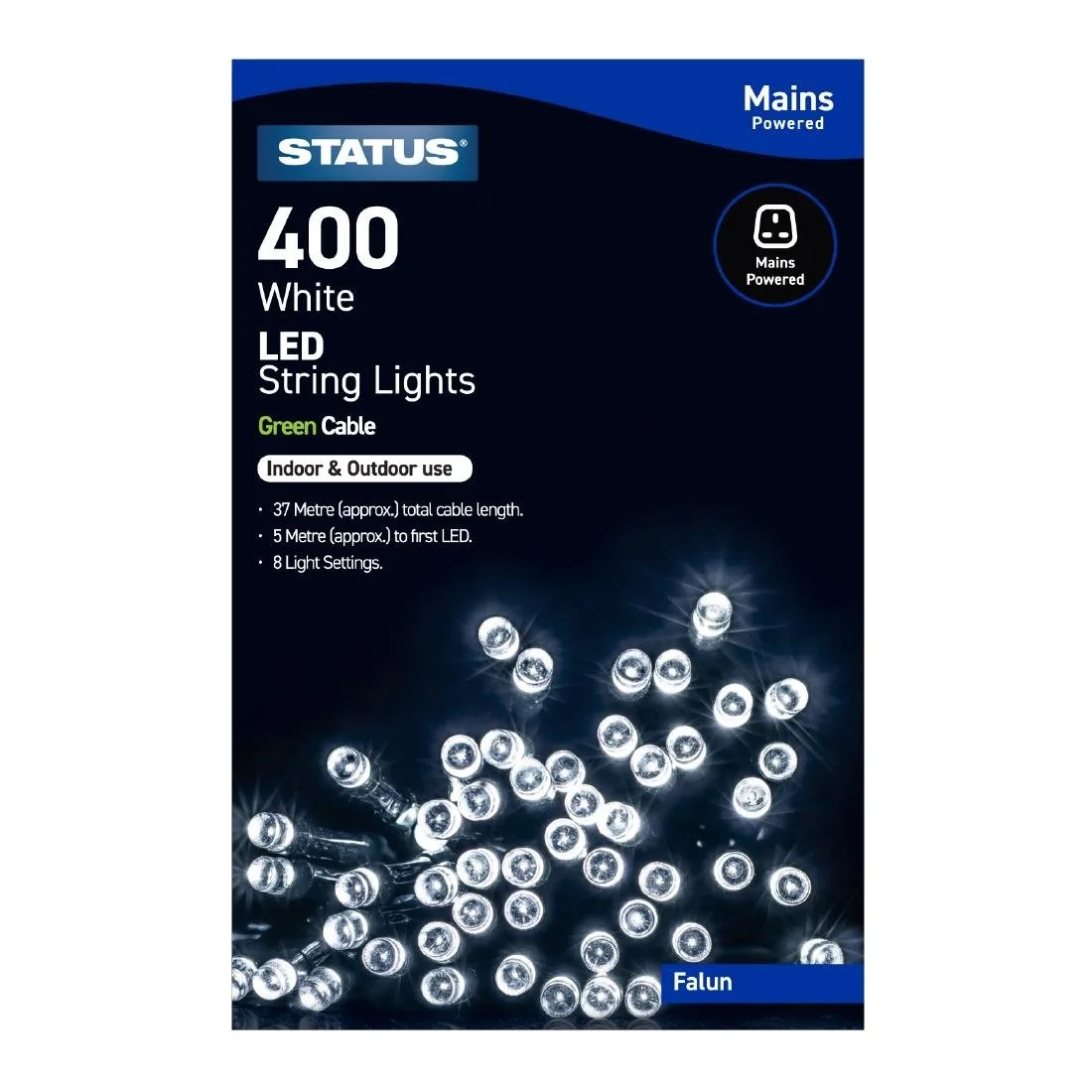 Status Falun 400 Cool White LED Indoor/Outdoor String Lights - Image 1