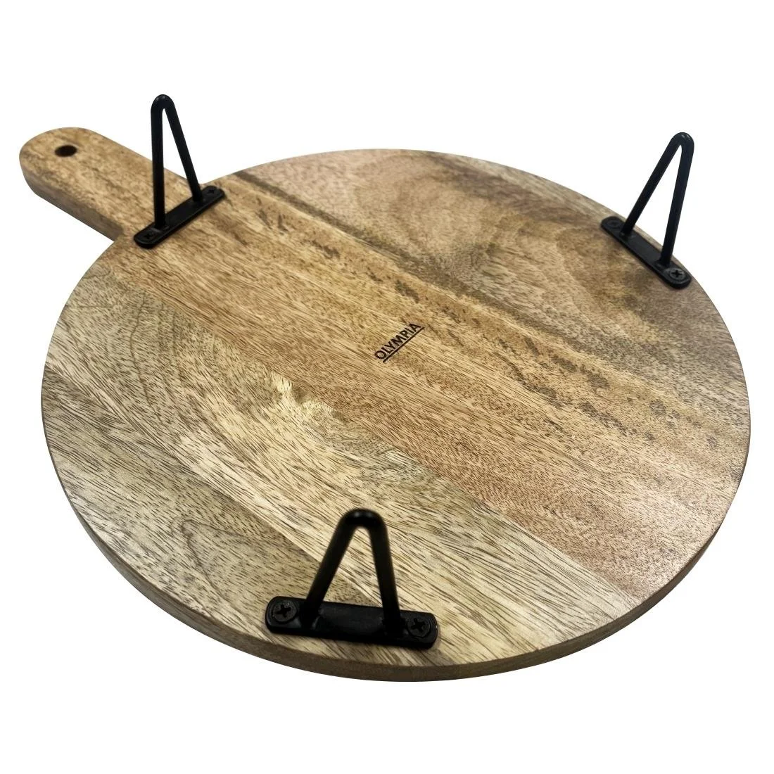 Olympia Round Handled Display Stand Mango Wood with Metal Legs 350x250x80mm - Image 8