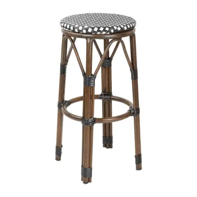 Bolero Parisian Style PE Rattan Bar Stools Black Dot Mix (2 Pack)