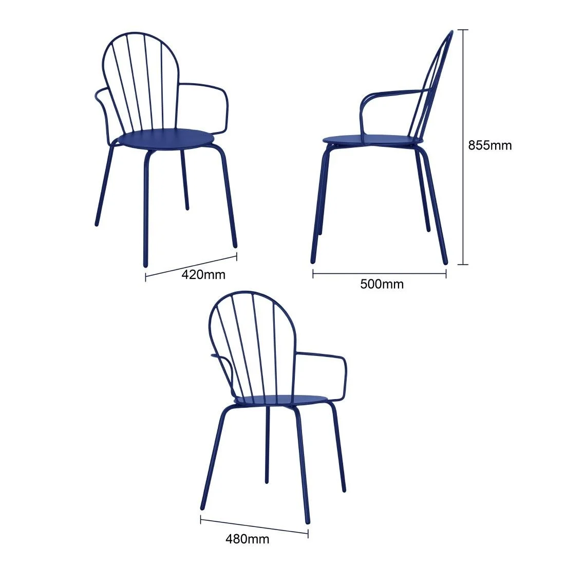 Bolero Adeline Arm Chairs Dark Navy (4 Pack) - Image 5