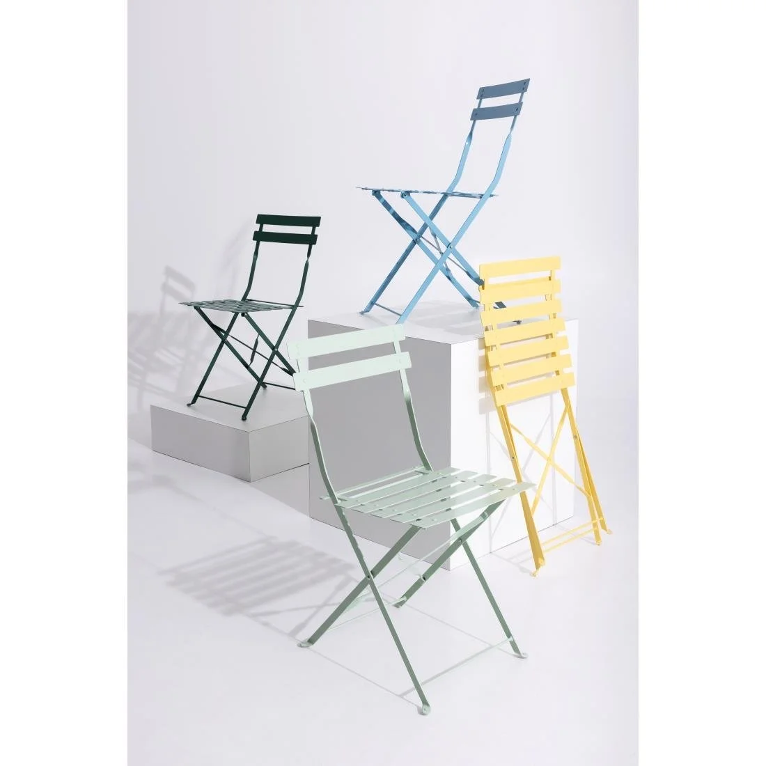 Bolero Perth Mellow Yellow Pavement Style Steel Folding Chairs (2 Pack) - Image 3