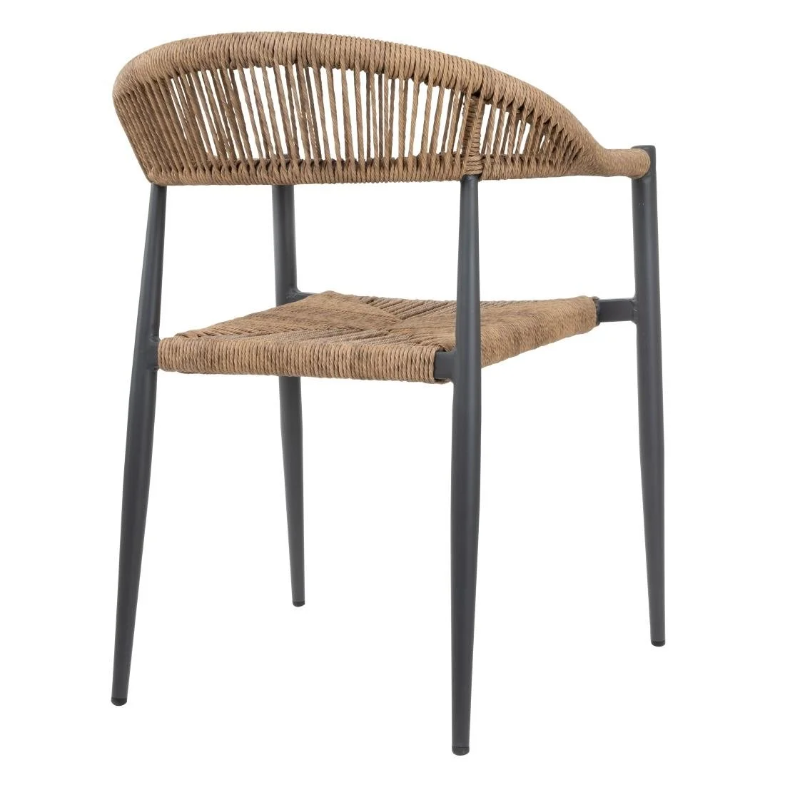 Bolero Eden PE Twist Rattan Outdoor Arm Chair Natural (4 Pack) - Image 3