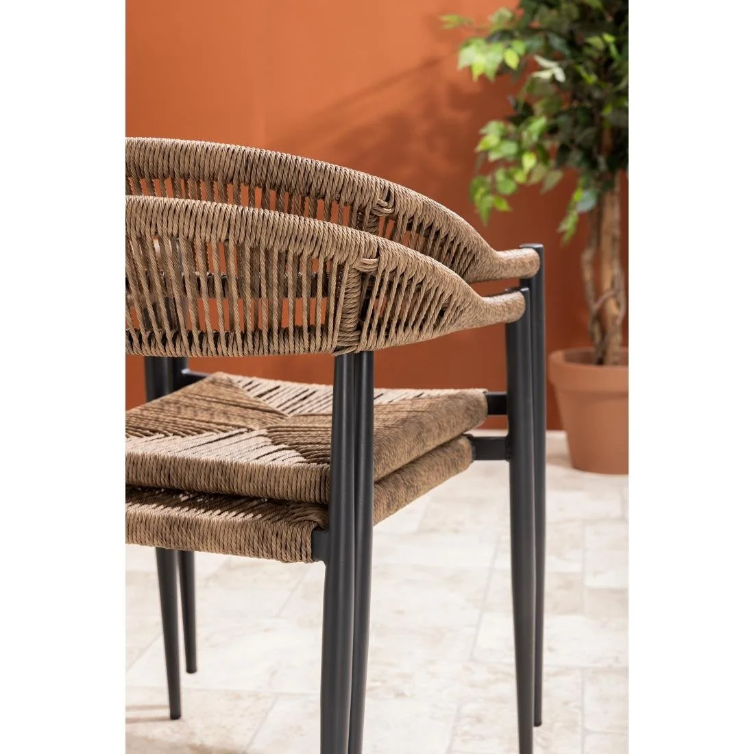 Bolero Eden PE Twist Rattan Outdoor Arm Chair Natural (4 Pack) - Image 8