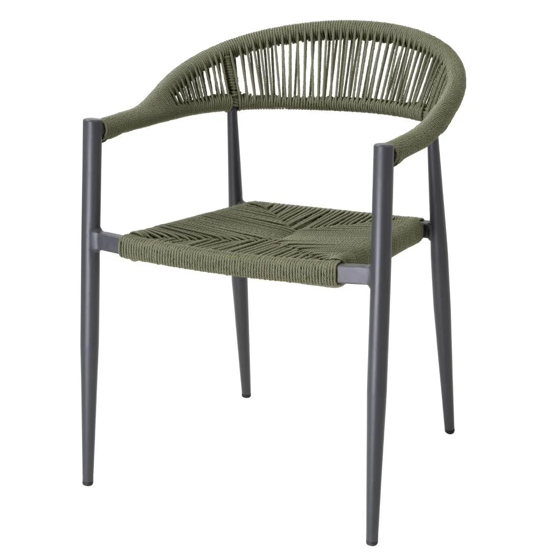 Bolero Eden PE Twist Rattan Outdoor Arm Chair Green (4 Pack) - Image 1