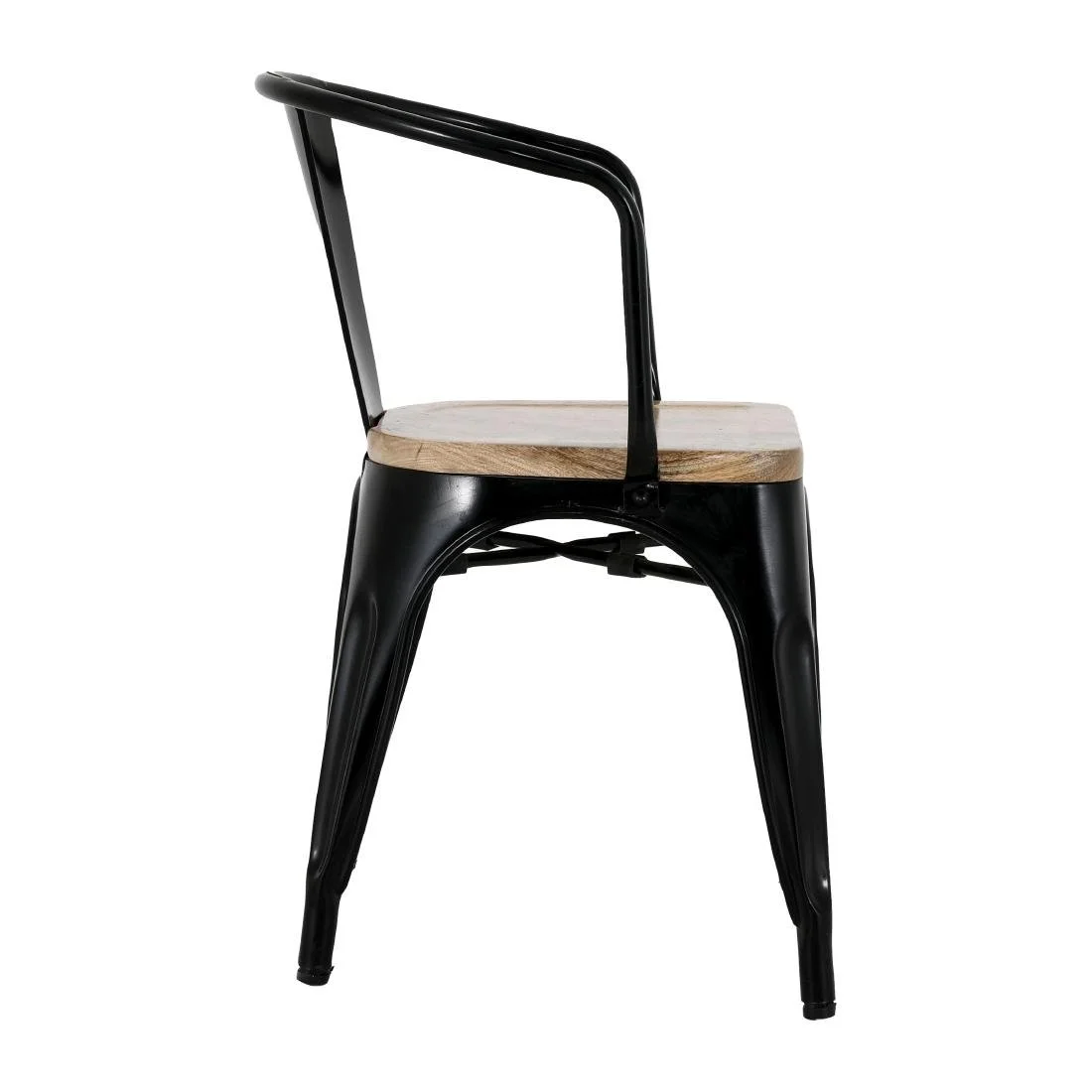 Bolero Bistro Curve Armchairs with Wooden Seat Pad Black (4 Pack) - Image 3