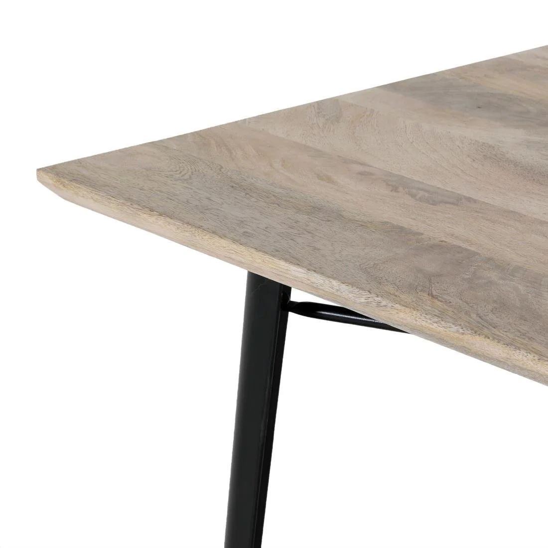 Bolero Bistro Dining Table Mango Wood Top Black Frame 1450mm - Image 4